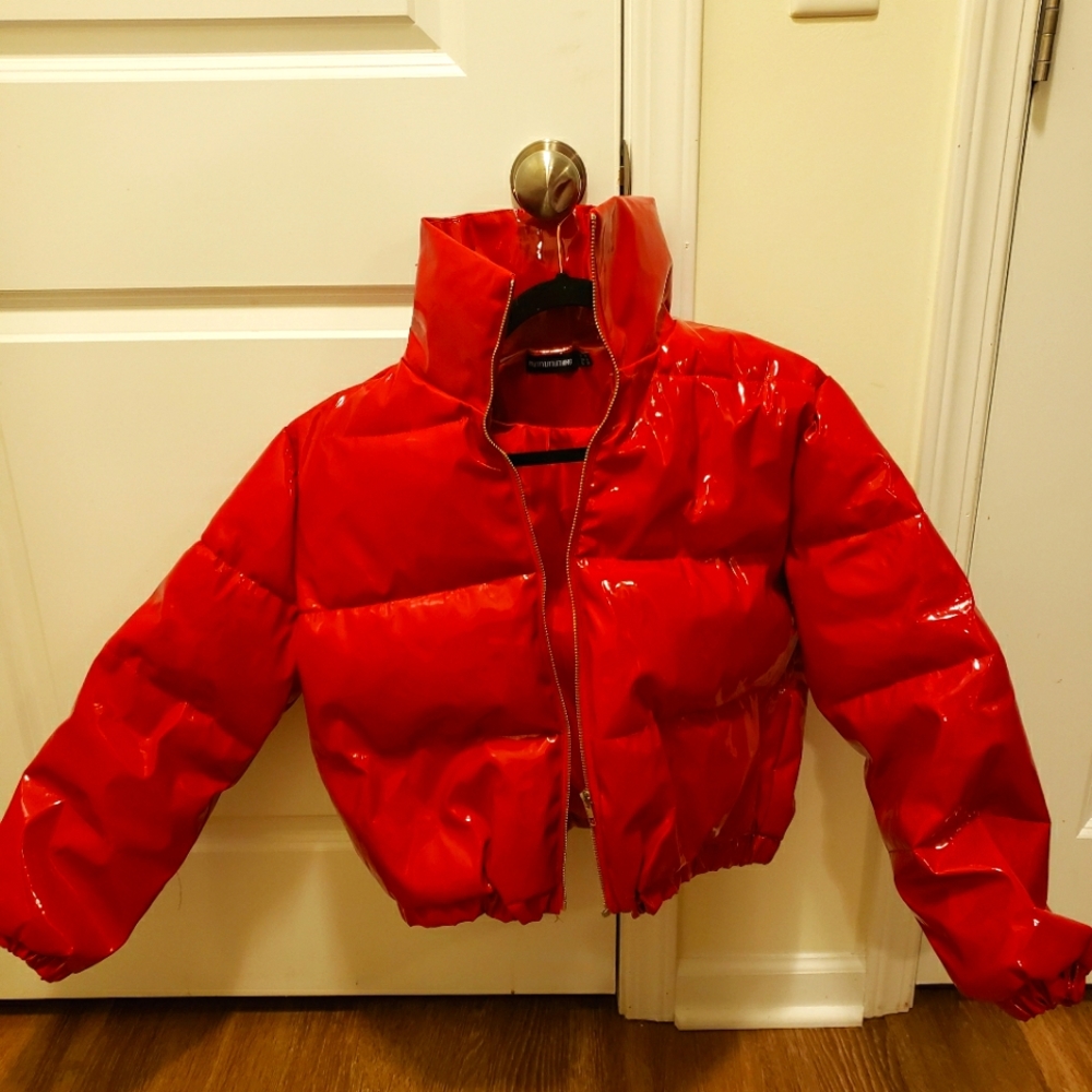 Pretty Little thing Red Puffer Jacket Size 10